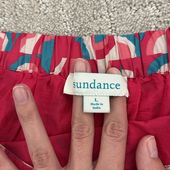 SUNDANCE “Iberia” Geo Peasant Maxi Skirt Tiered Coastal Cowgirl Beachy Pink - Picture 6 of 8